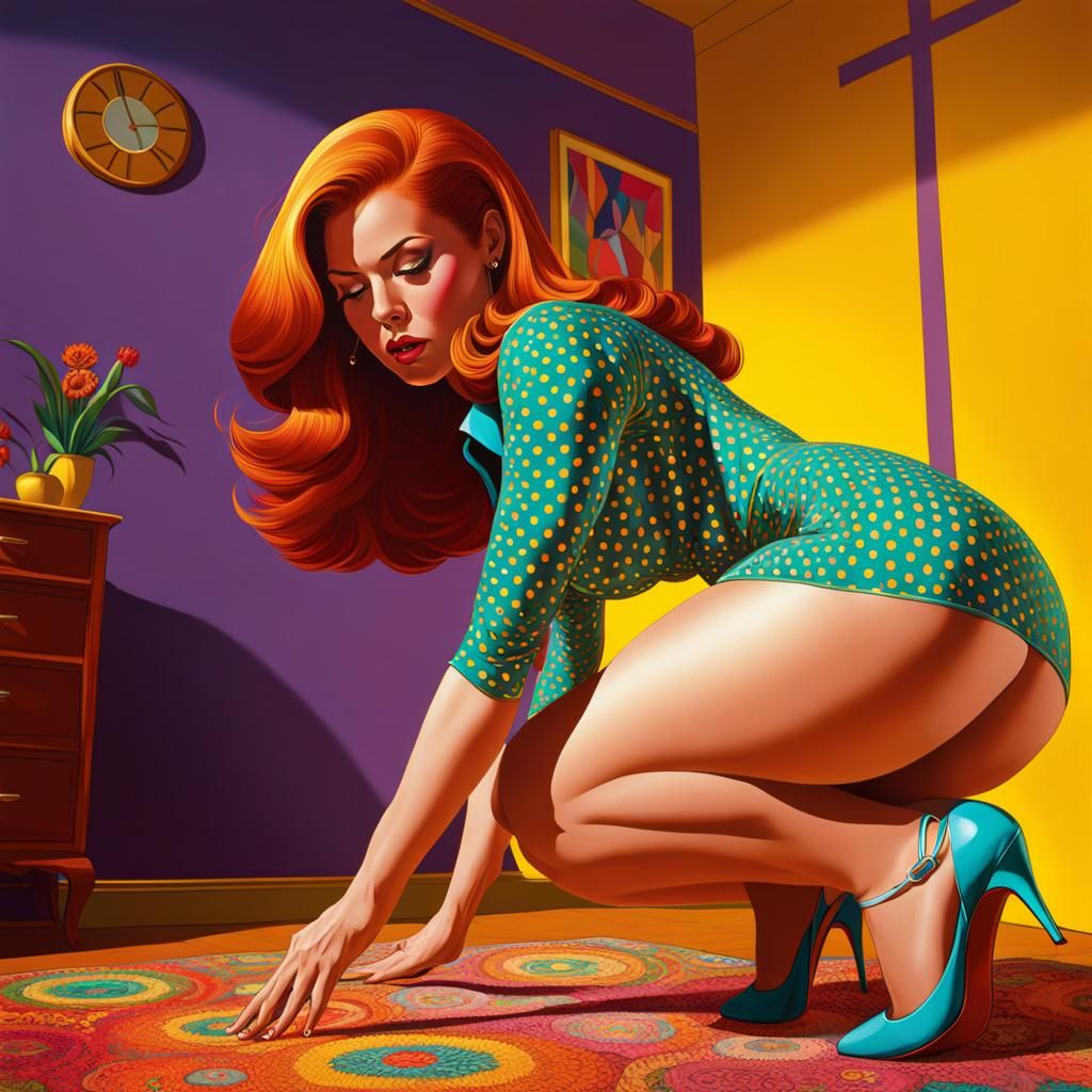 1970s Pop Art - redhead Housewife