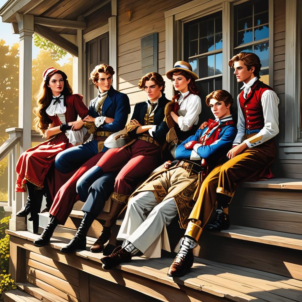 Teenagers Lounging: Dynamic Comic Book Illustration