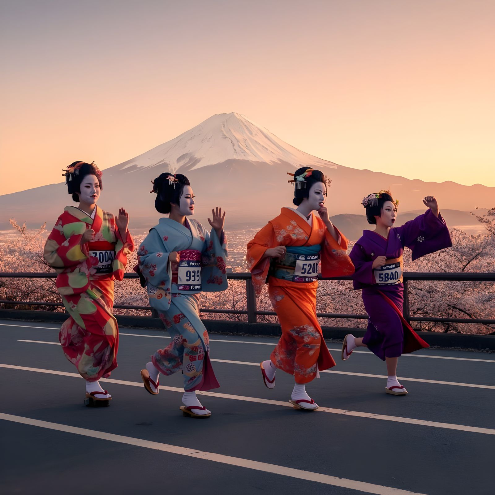 Geisha marathon (they need better running shoes) 💖👍💖