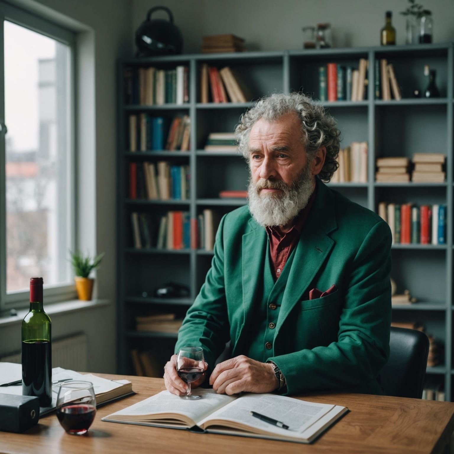 Sad Elderly Man in Empty Office