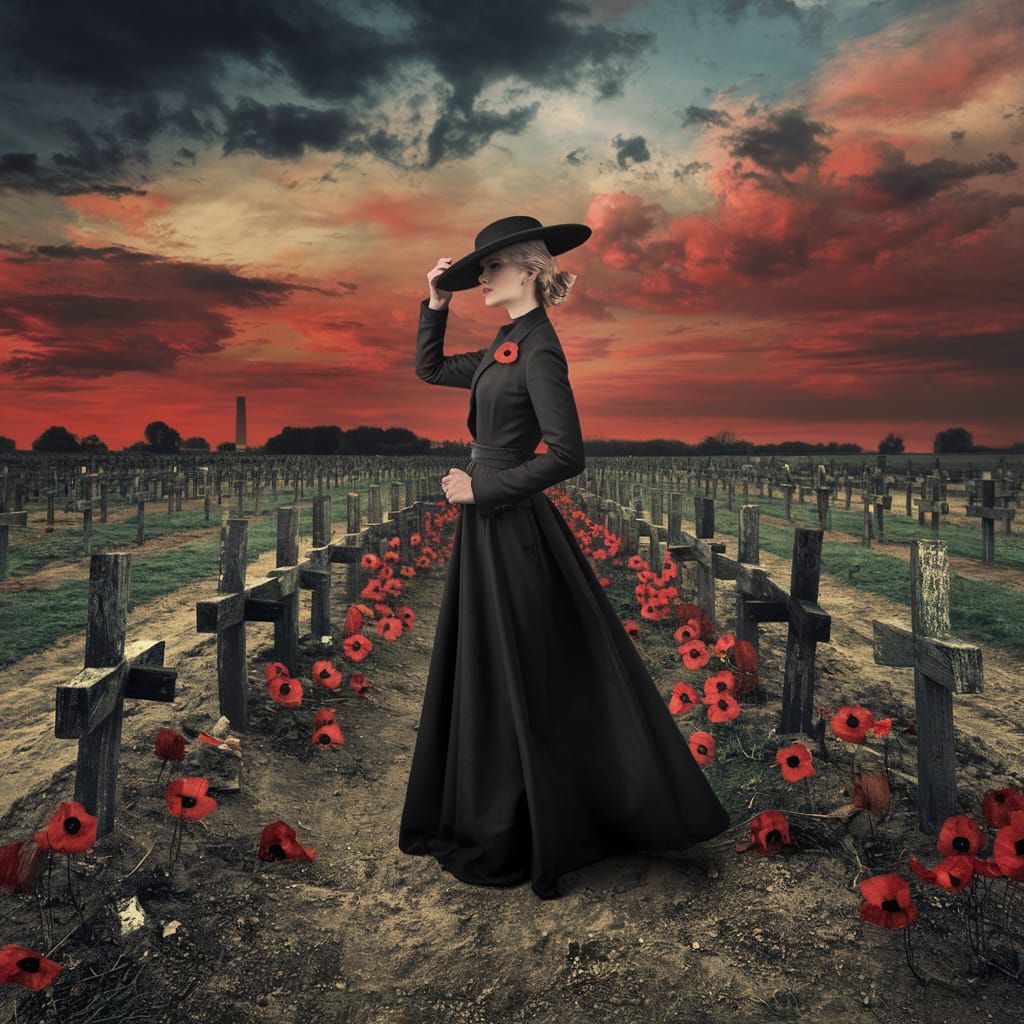 Woman in Flanders Field, Expressionist Style