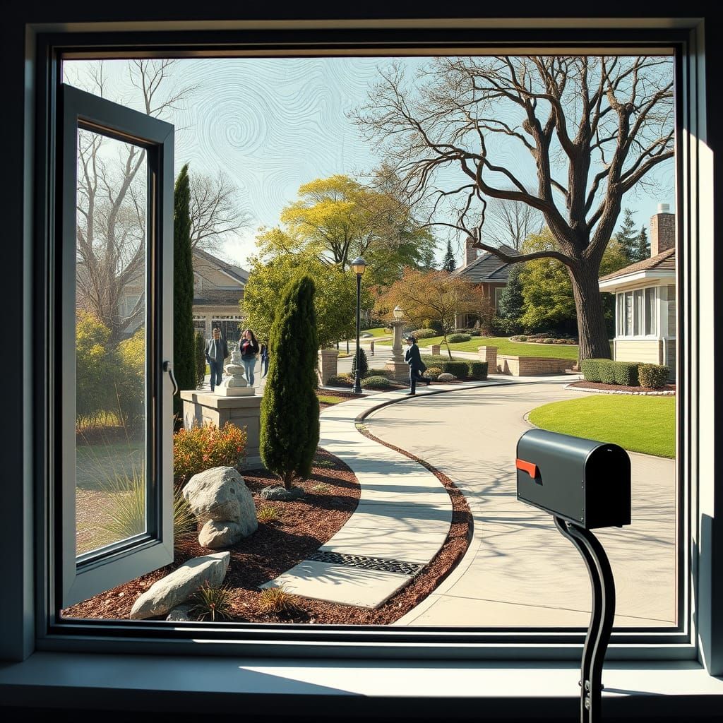 Surreal Warped Window Scene in Dali Style