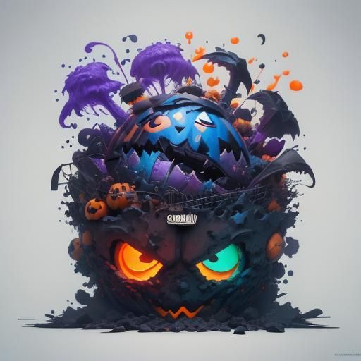 Angry Egg's Halloween Feast: A Digital Graffiti Art