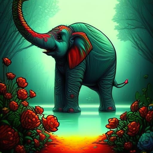 Adorable Baby Elephant in Pixar Style