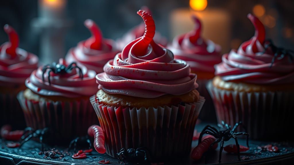 Creepy Vampire Cupcakes in Dark Romantic Style