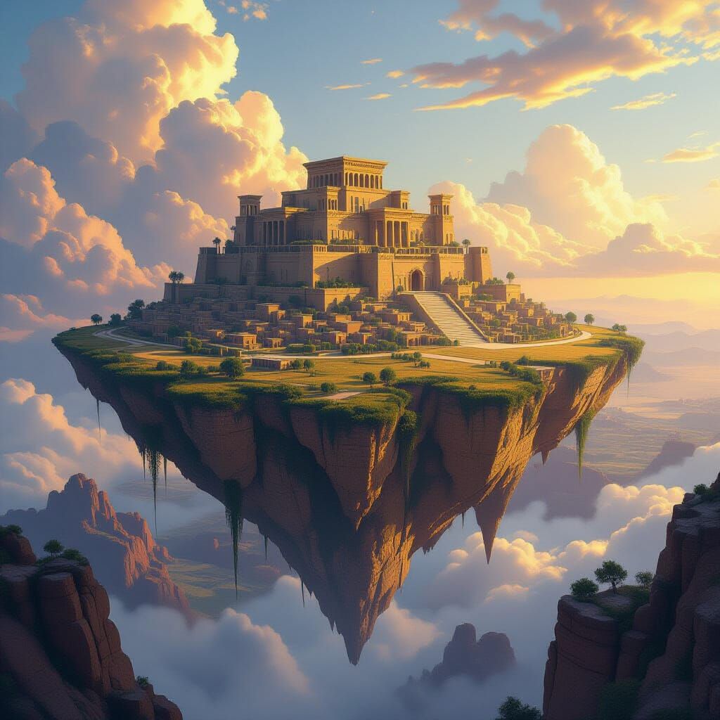 Ancient Babylonian Citadel on Floating Island