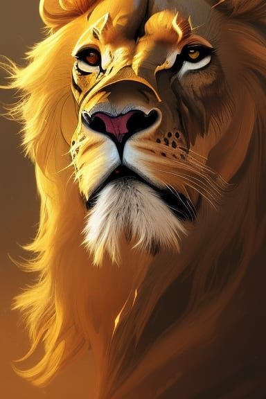 Winged Lion Portrait in Hyperdetailed Fantasy Art Style