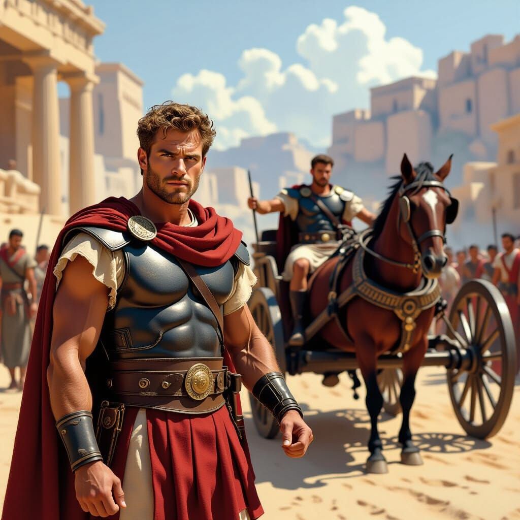 Heroic Ben-Hur Scene in Dramatic Cinematic Style