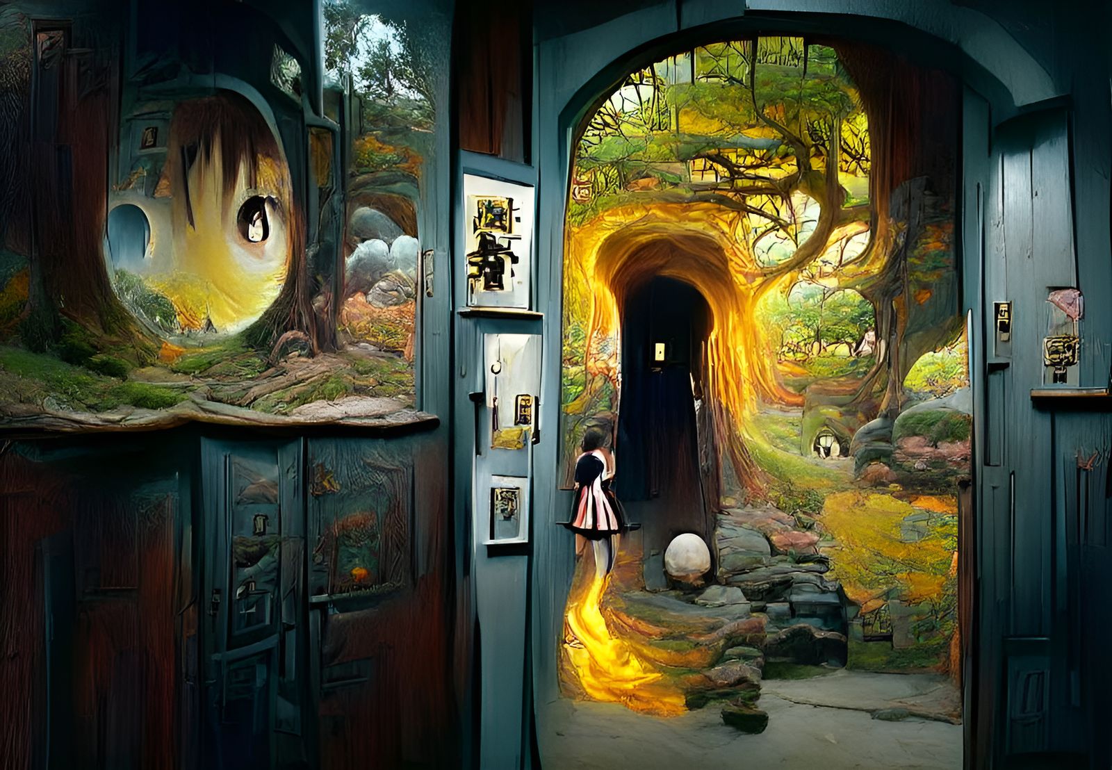 Magical Doorway to Another Reality in Anime Style