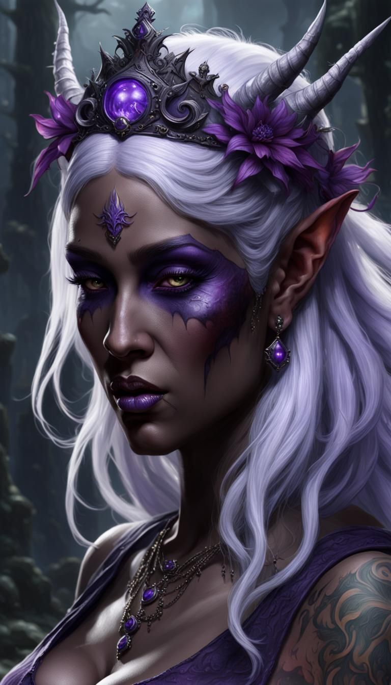 Cursed Fairy with Horns: Dark Fantasy Art