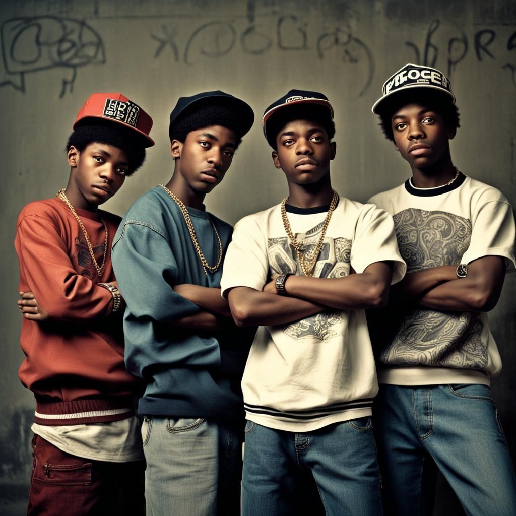 1980s B-Boys with HIP HOP Graphic Overlay