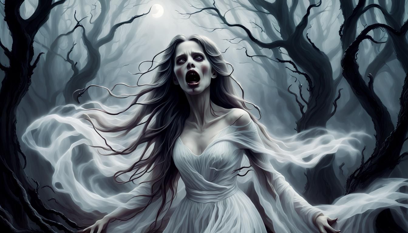 Eerie Banshee Portrait in Dark Fantasy Artwork
