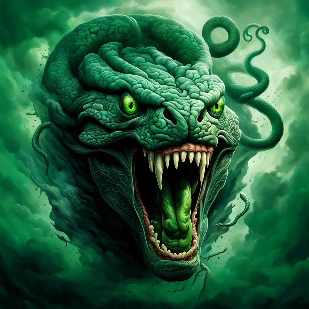 Surreal Torment: Floating Head in Dark Fantasy Art