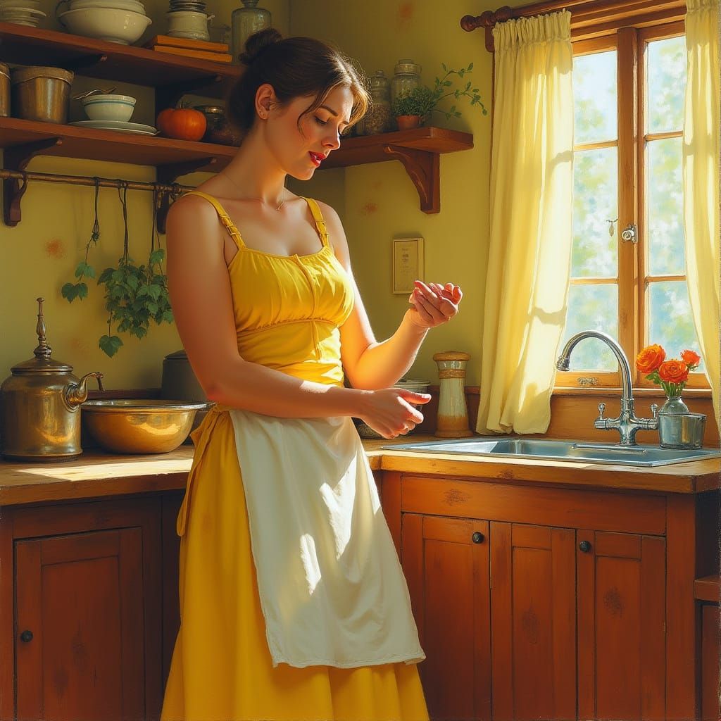 Woman in the Kitchen Experiences Sudden Foot Pain