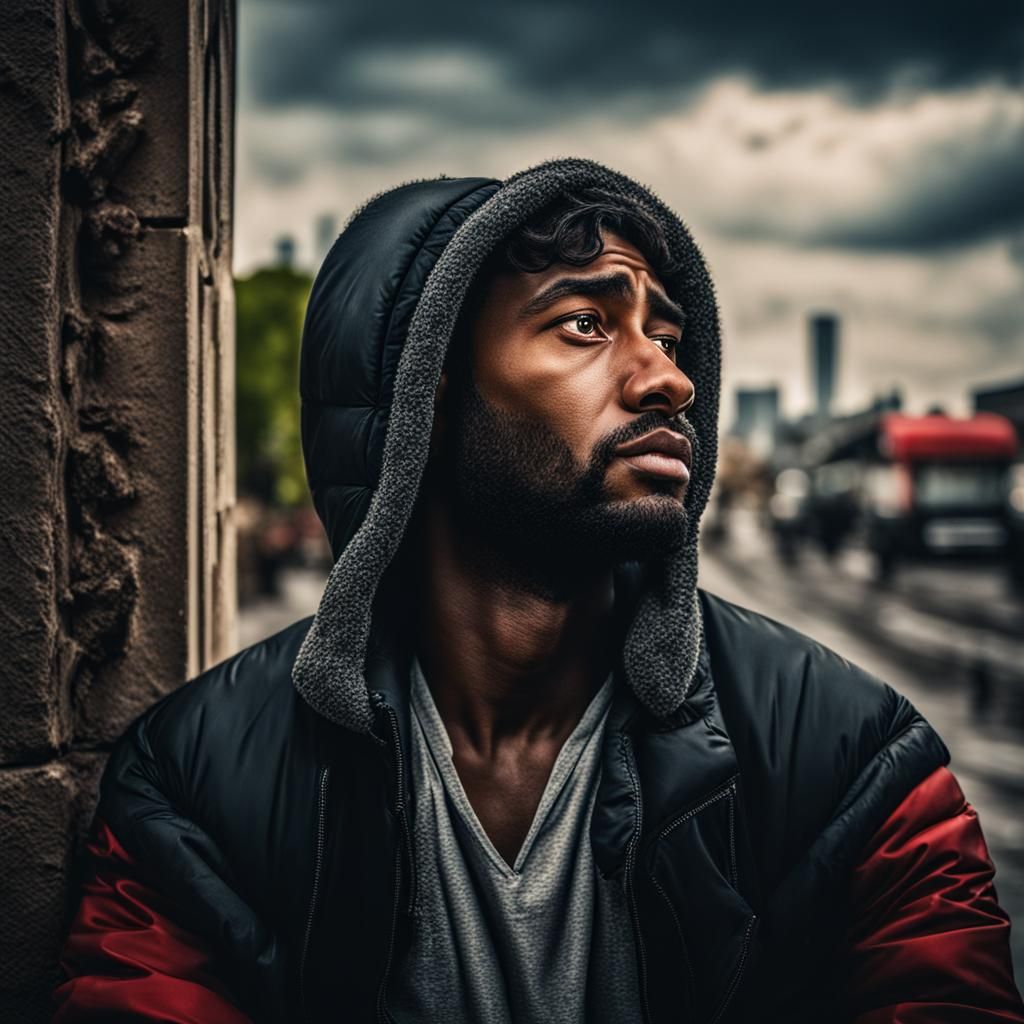 Lonely Man Ignored: Hyperrealistic Digital Art