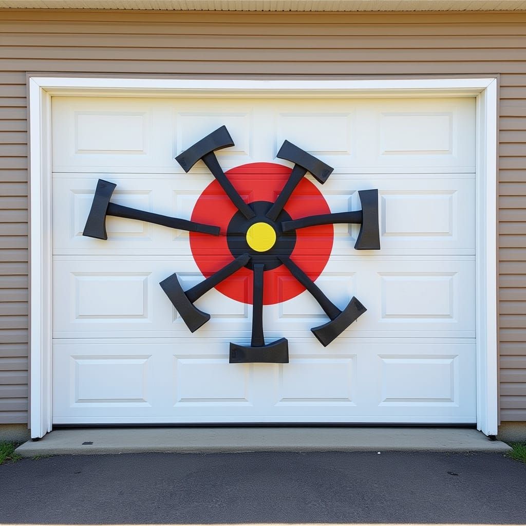 Axes Thrown at Garage Door Target