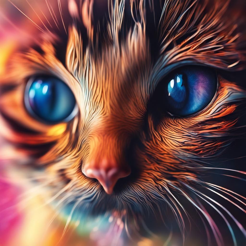 Hyperrealistic Kitty Fingerprints in Splash Art Style