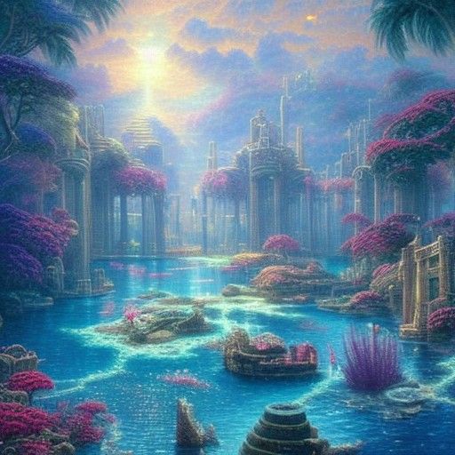 Astronaut Discovers Atlantis in Ethereal Fantasy Style