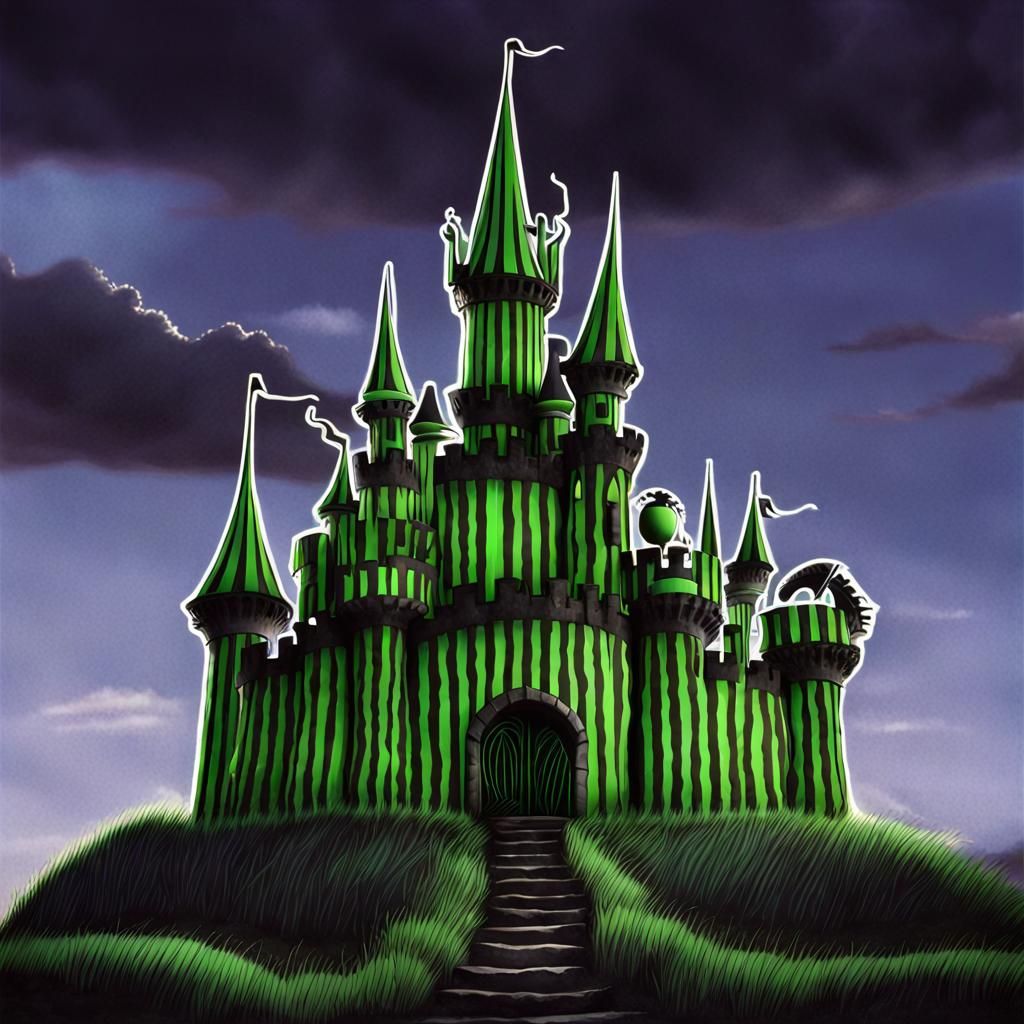 Surreal Castle with Striped Sky: It's Showtime!