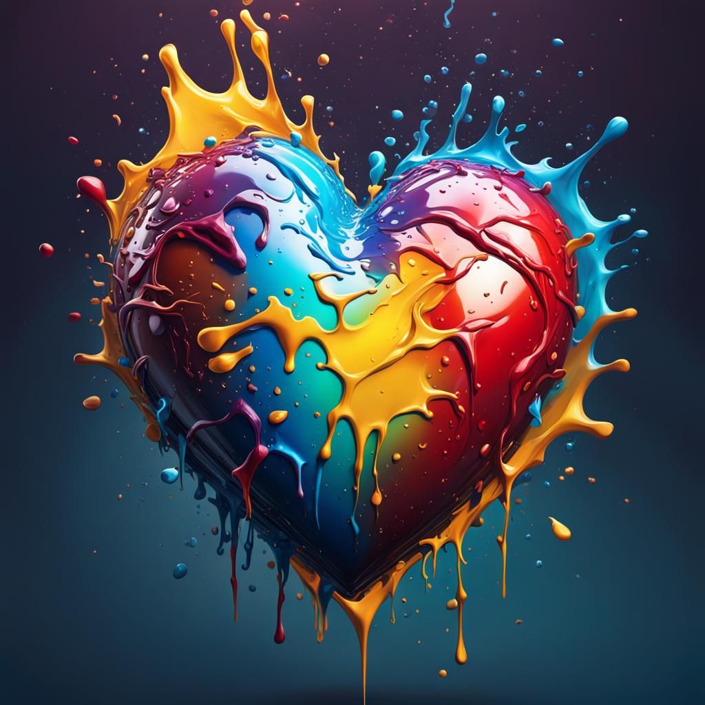 Magnificent Intertwined Heart in Splash Art Style