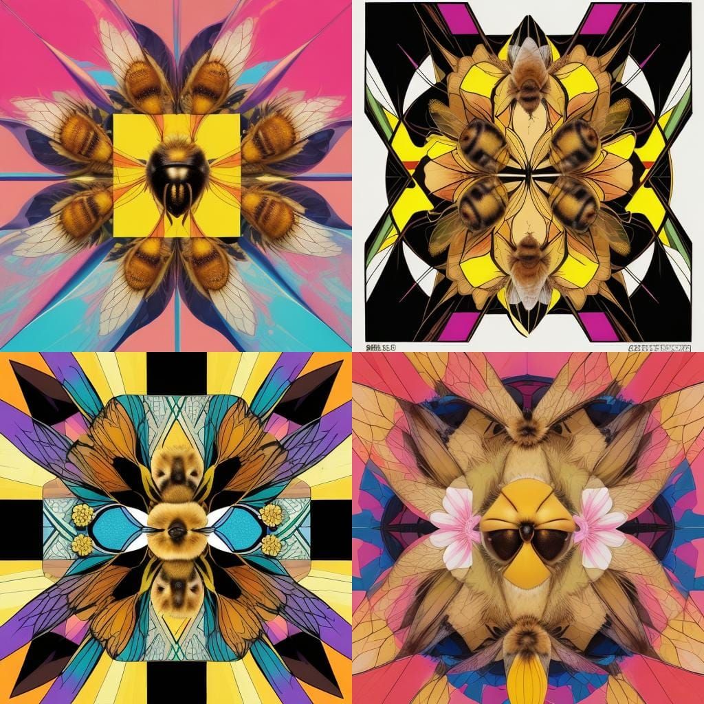 Honeybee Kisses Flower in Pop Art Style