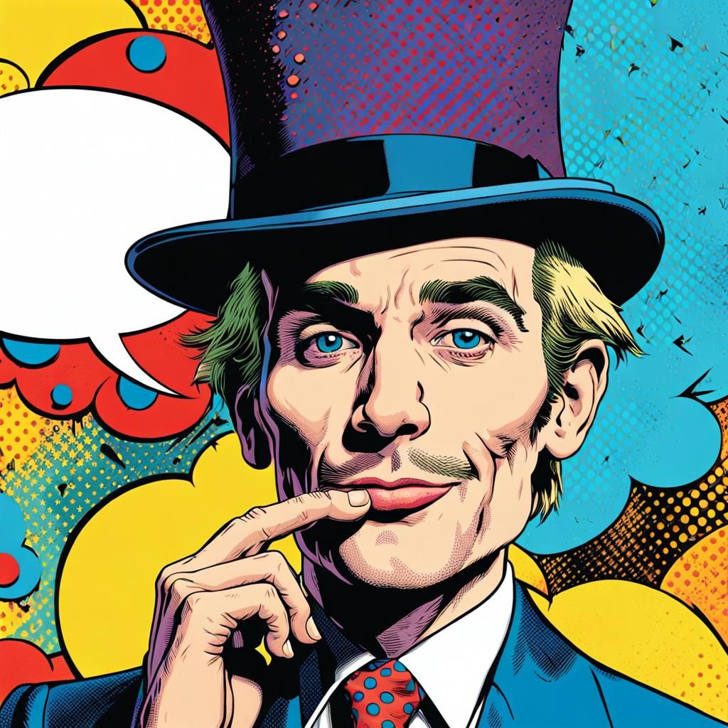 Pop Art Man Tipping Hat in Comic Book Style