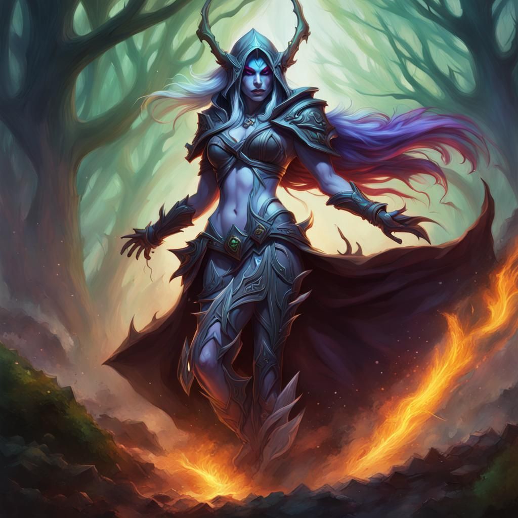 Banshee Queen Sylvanas Windrunner: Hyperrealistic Splash Art