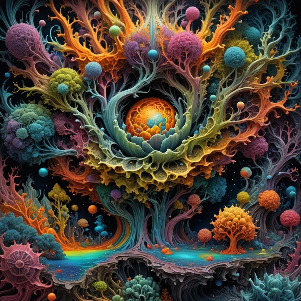 Mandelbulb Chalk Art in Bright Colors