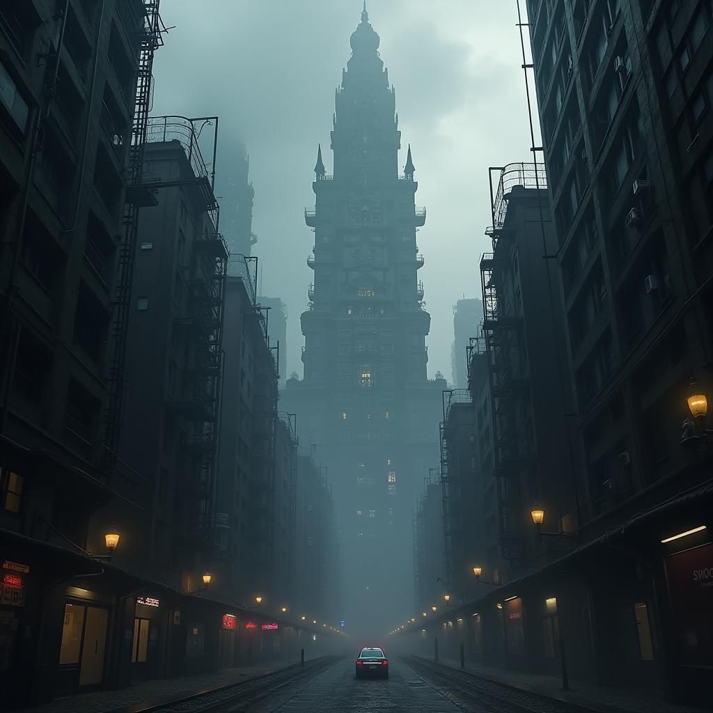 Dystopian Gotham in Cyberpunk Gothic Style