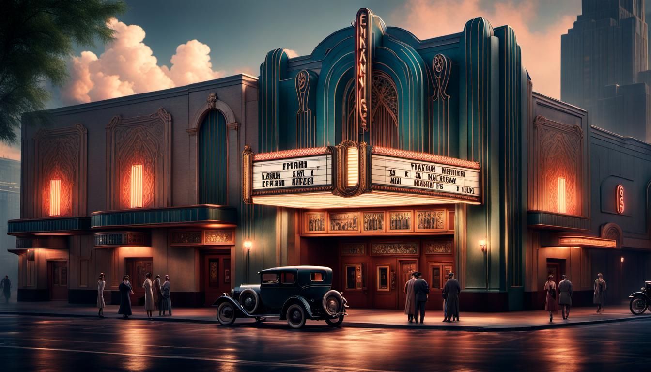Art Deco Movie Theater in Cinematic Digital Painting