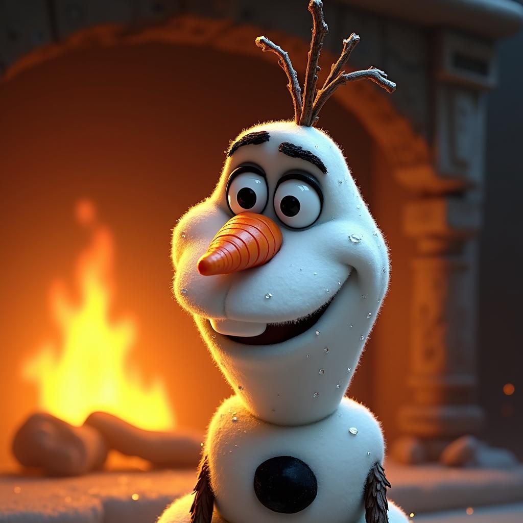 Olaf the Snowman Melting: A Disney-Style Portrait