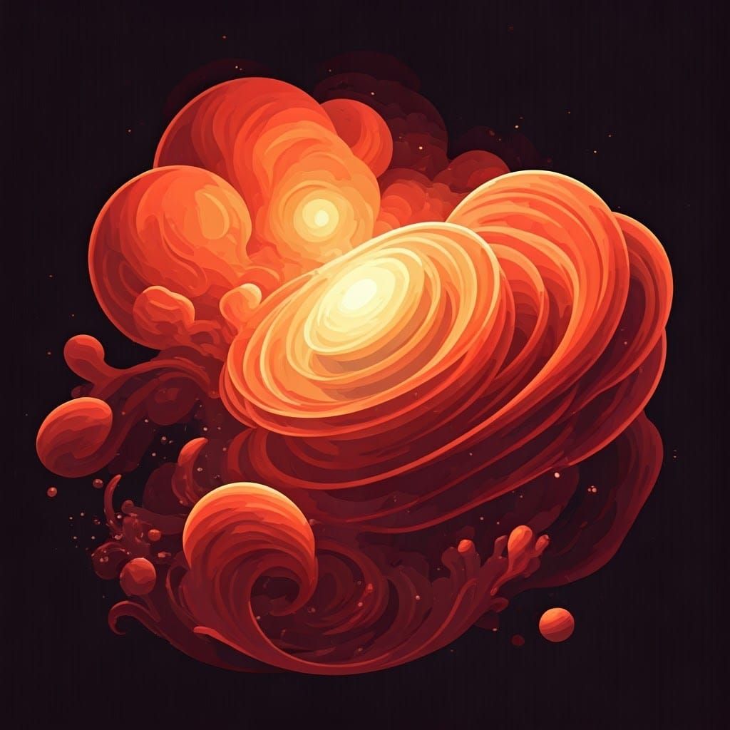 Retro Futuristic Whirlpool in Kinetic Pointillism Style