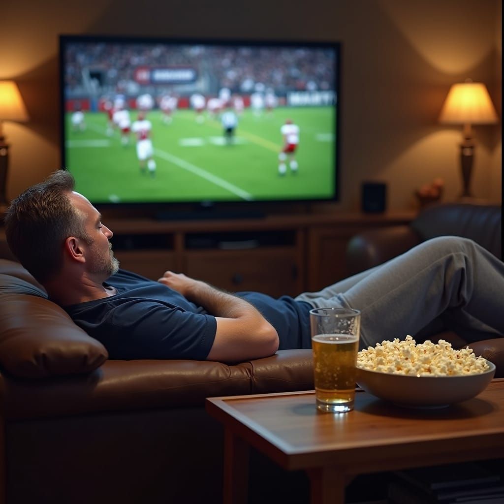 Cozy Football Sunday in a Warm, Inviting Living Room