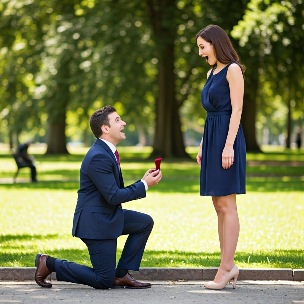 Romantic Proposal in Park Inspired by Rockwell