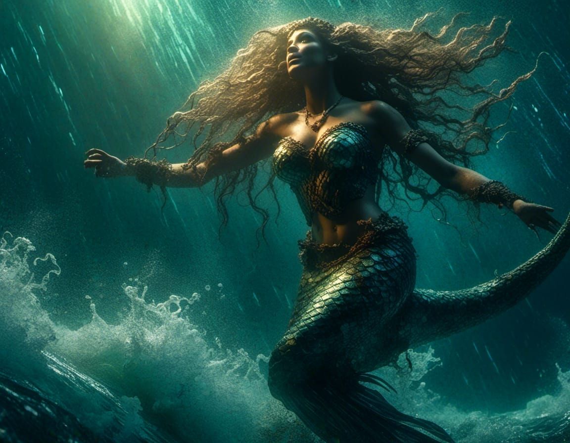 Enchanting Siren Mermaid in Dark Fantasy Style