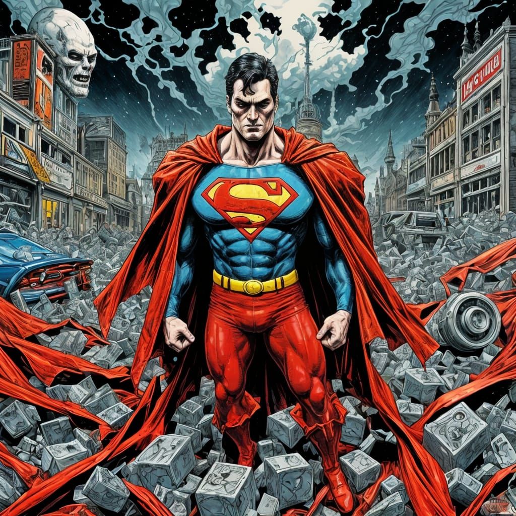 Evil Superman in Junkyard of Nightmares