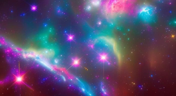 Cosmic Star Gazing: Holographic Astral Illustration