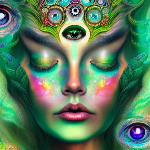 Cosmic Goddess with Many Eyes as Matte Painting