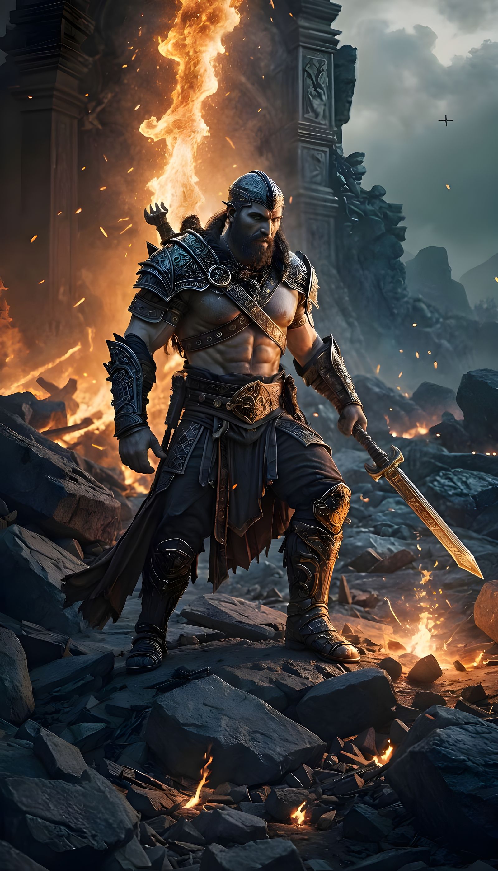 Roman God of War in Ancient Armor