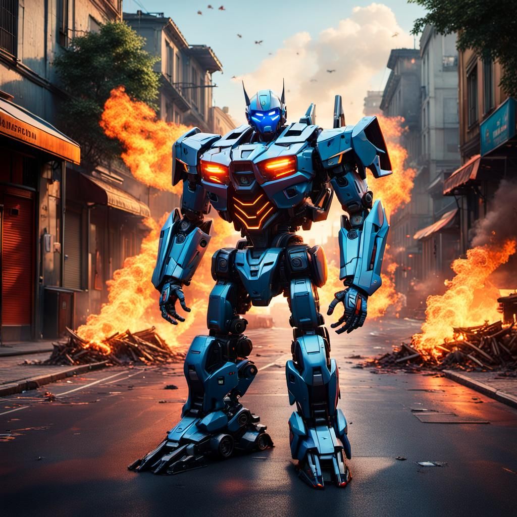 Lamborghini Transformer Robot Portrait in Hyperrealistic Sty...