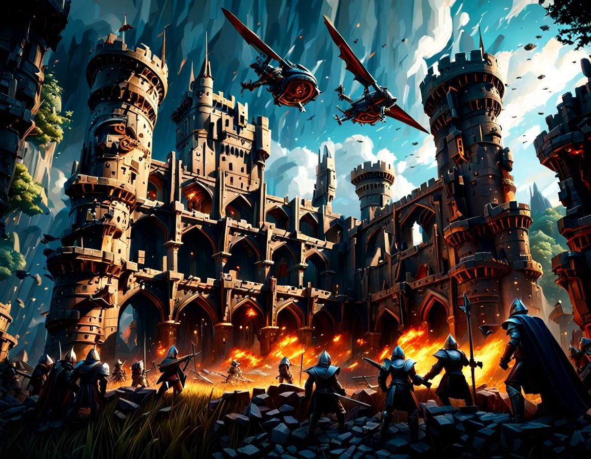 Medieval Sci-Fi Battle in Castle Ruins