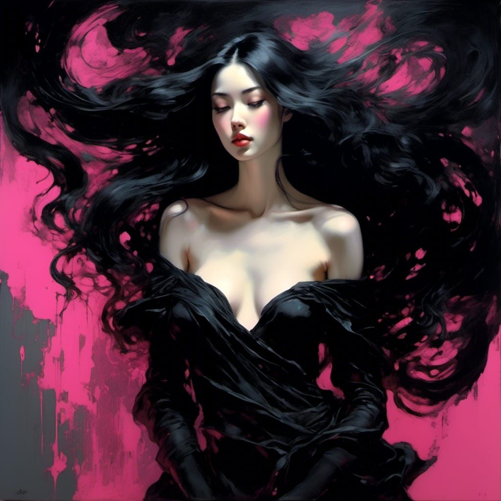 Gothic Noir: Spanish Beauty in Oil Painting