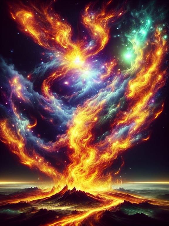 Glowing Cosmic Fires Surround a Goddess