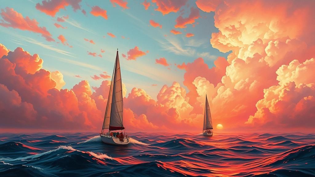 Heavenly Sailboats in Silkpunk Japanese Style