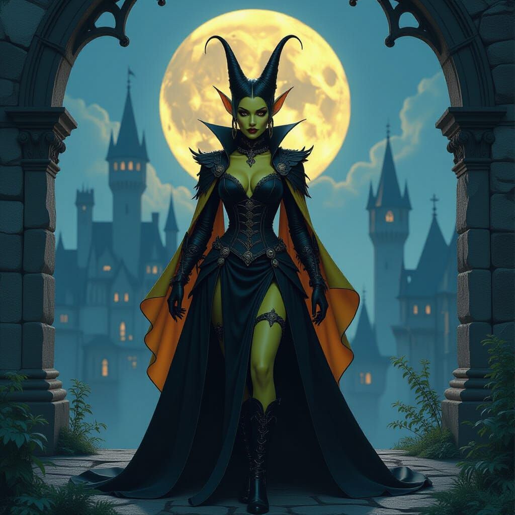 Goblin Vampire Hybrid in Gothic Castle, Dramatic Lighting