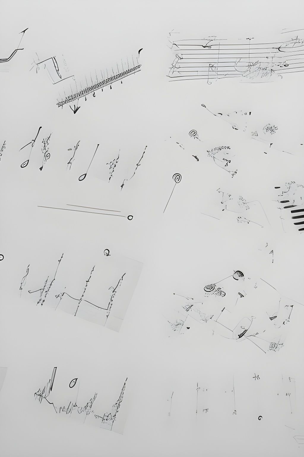 Complex 3D Graphic Musical Score with Geometric Elements