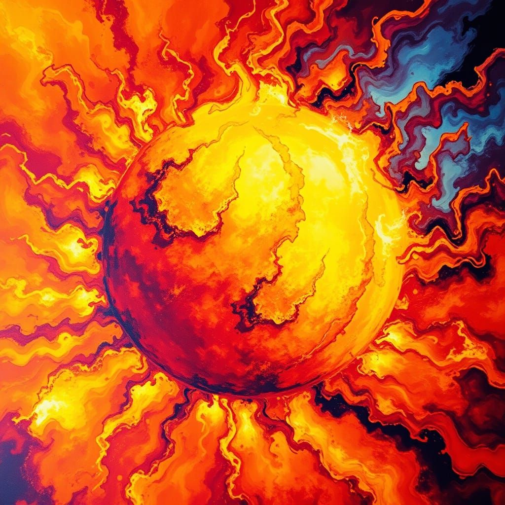 Vibrant Sunburst in a Whirling Aura of Ethereal Gasses