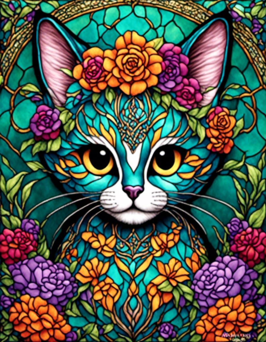 Cat stained Glass 1 of 3. LCT lora