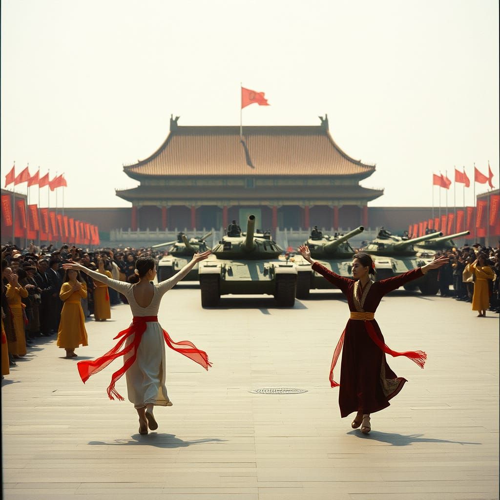 Traditional Chinese Dancers Stand Strong Against Imperial Ta...