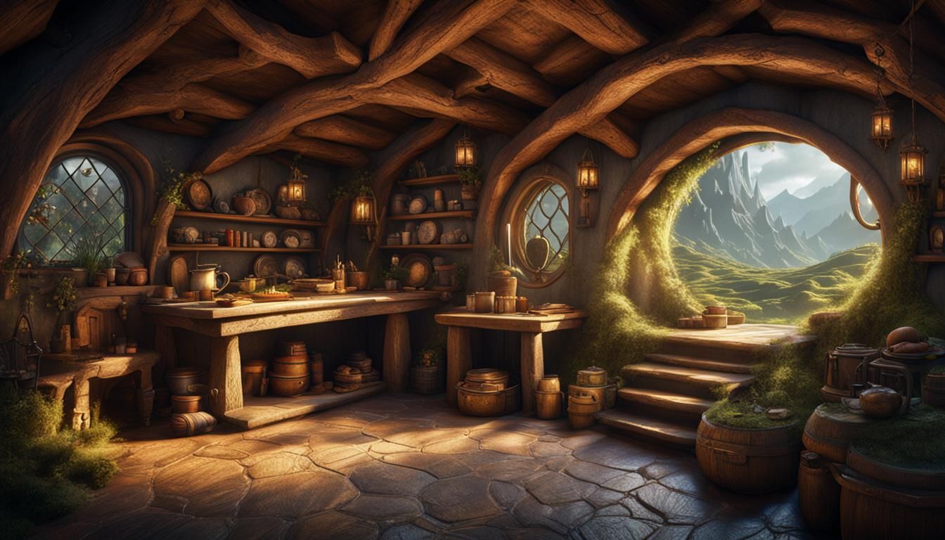 Inside a Hobbit House: Detailed Matte Painting